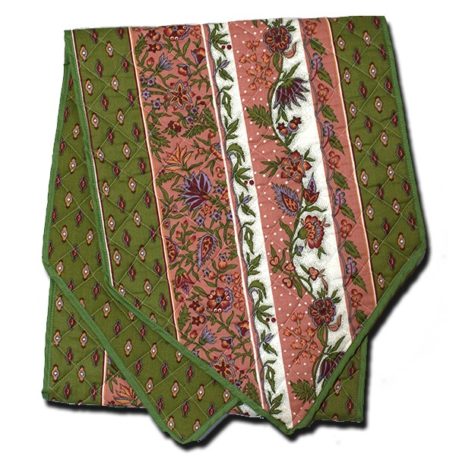 Table Runner Manosque Pink and Green