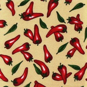 Fabric by the Yard Chili Pepper Design Off White
