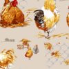 Fabric by the Yard Design Rooster and Hen Off White