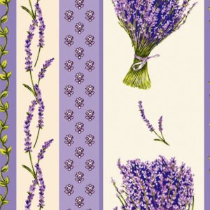 Fabric by the Yard Lavender Design Off White