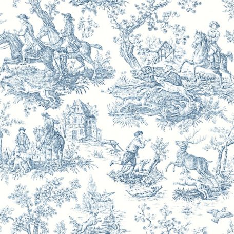 Fabric by the Yard Toile de Jouy Blue Extra Large