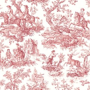 Fabric by the Yard Toile de Jouy Red Extra Large
